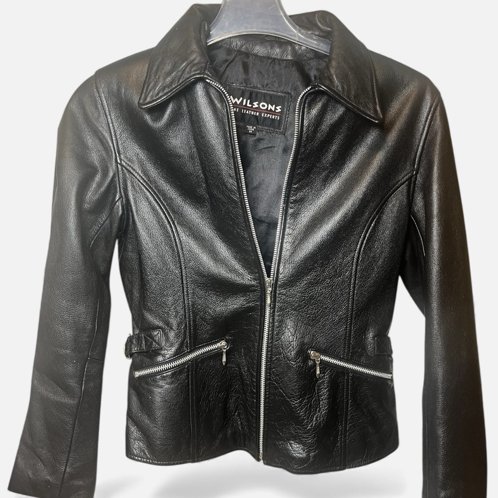 Wilsons Leather Black Leather Zip-Front Jacket